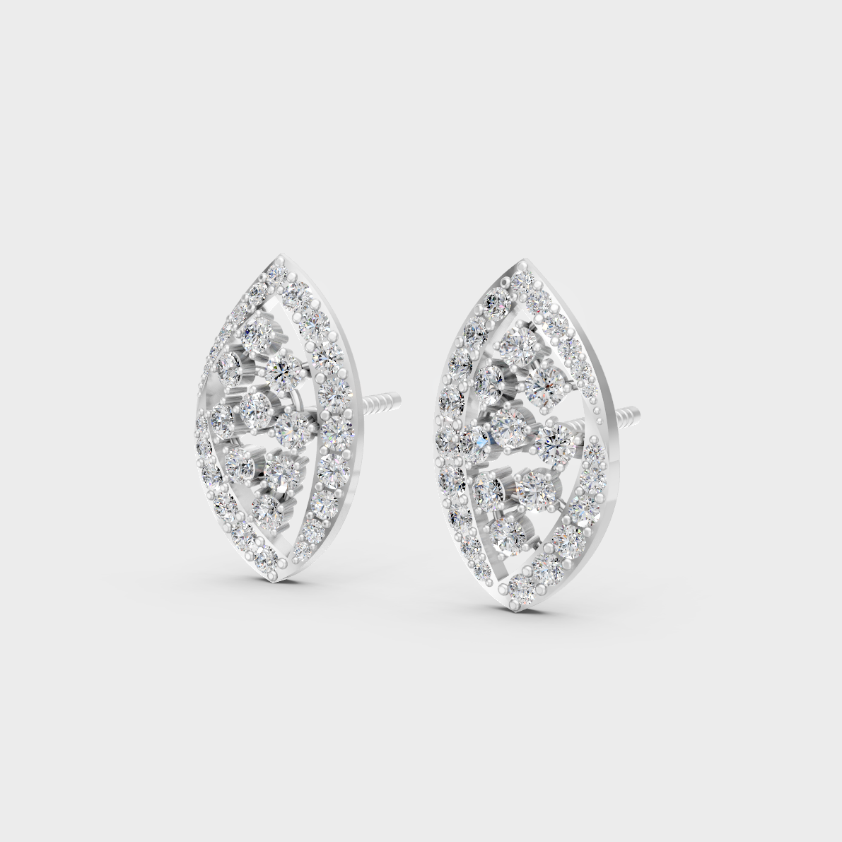 Frontal view of Ethical Luxury Solitaire Studs featuring Round Cut Lab Diamonds set in 14K White Gold.