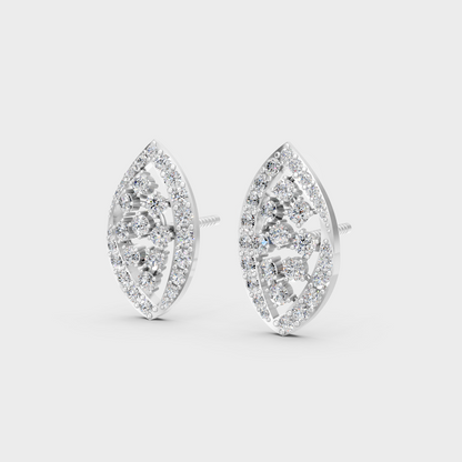 Frontal view of Ethical Luxury Solitaire Studs featuring Round Cut Lab Diamonds set in 14K White Gold.