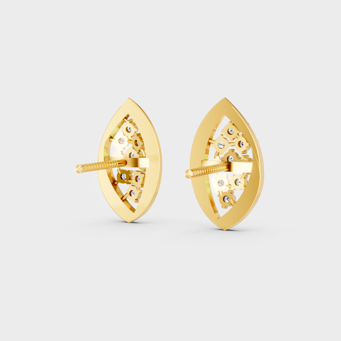 High-polish 14K Yellow Gold Setting supporting classic Round Cut Lab-Grown Diamond Stud Earrings.