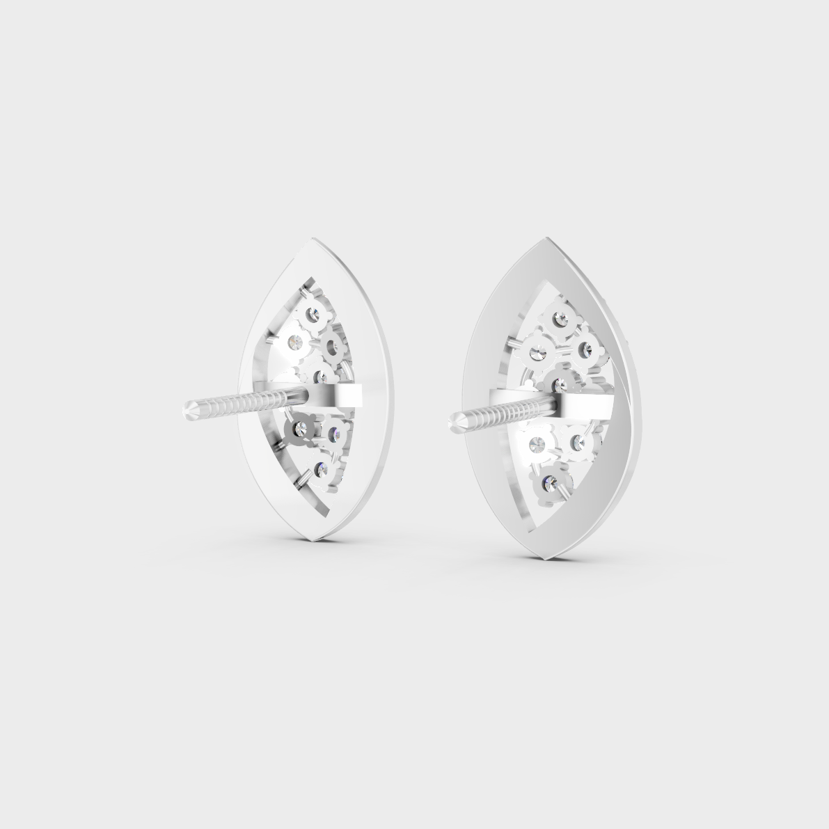 Contemporary style display of 0.48 Carat Sustainable Diamond Stud Earrings in radiant 18K White Gold.