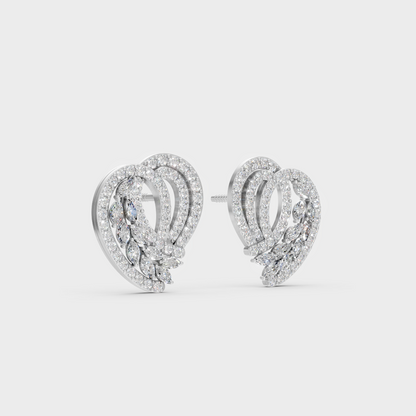 Precise prong placement securing brilliant stones on 950 Platinum Round and Marquise Lab Diamond Stud Earrings.