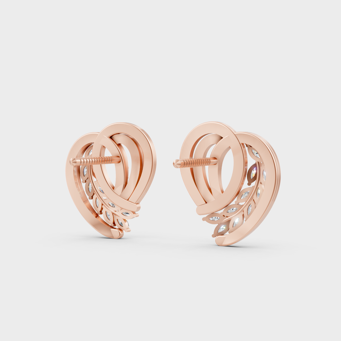 Premium jewelry box opening to reveal 0.68ct Mixed Cut Lab-Grown Diamond Studs in 14K Rose Gold.