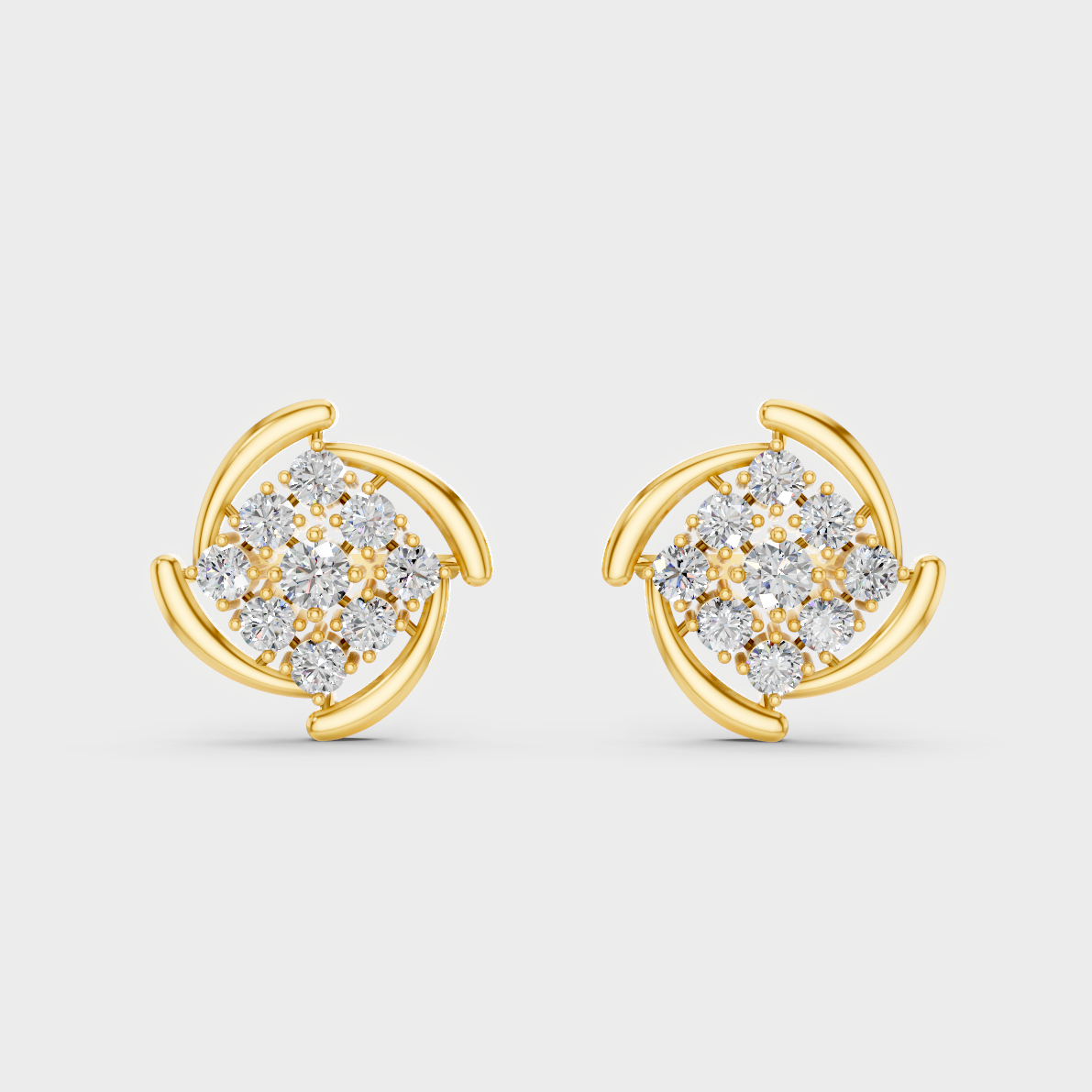 Side angle showing the secure backing and Brilliant Sparkle of Ethical Luxury Solitaire Studs in 18K Yellow Gold.