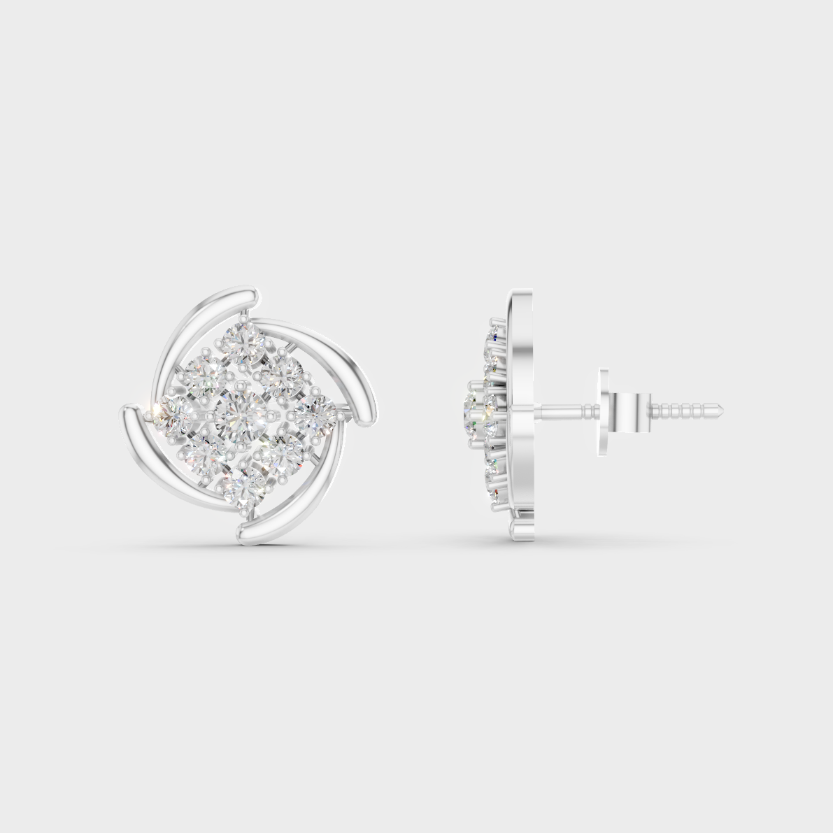 Breathtaking shine of 0.74 Carat Round Cut Lab-Grown Diamond Stud Earrings in solid 950 Platinum.