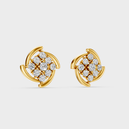 High-polish 14K Yellow Gold Setting supporting classic Round Cut Lab-Grown Diamond Stud Earrings.