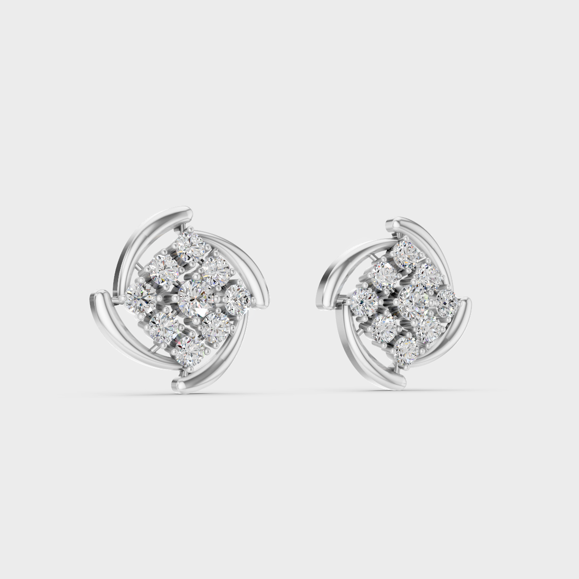 Precise prong placement securing brilliant stones on 950 Platinum Round Lab Diamond Stud Earrings.
