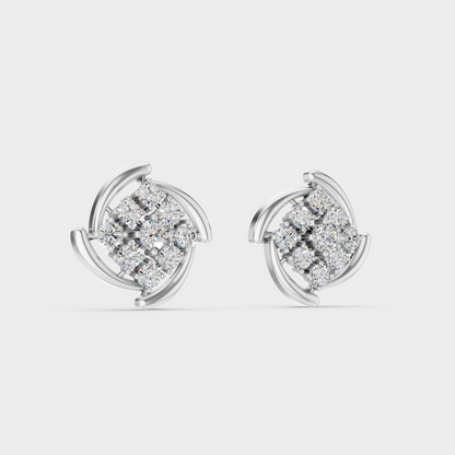 Precise prong placement securing brilliant stones on 950 Platinum Round Lab Diamond Stud Earrings.