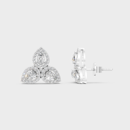 Breathtaking shine of 0.96 Carat Round and Pear Cut Lab-Grown Diamond Stud Earrings in solid 950 Platinum.
