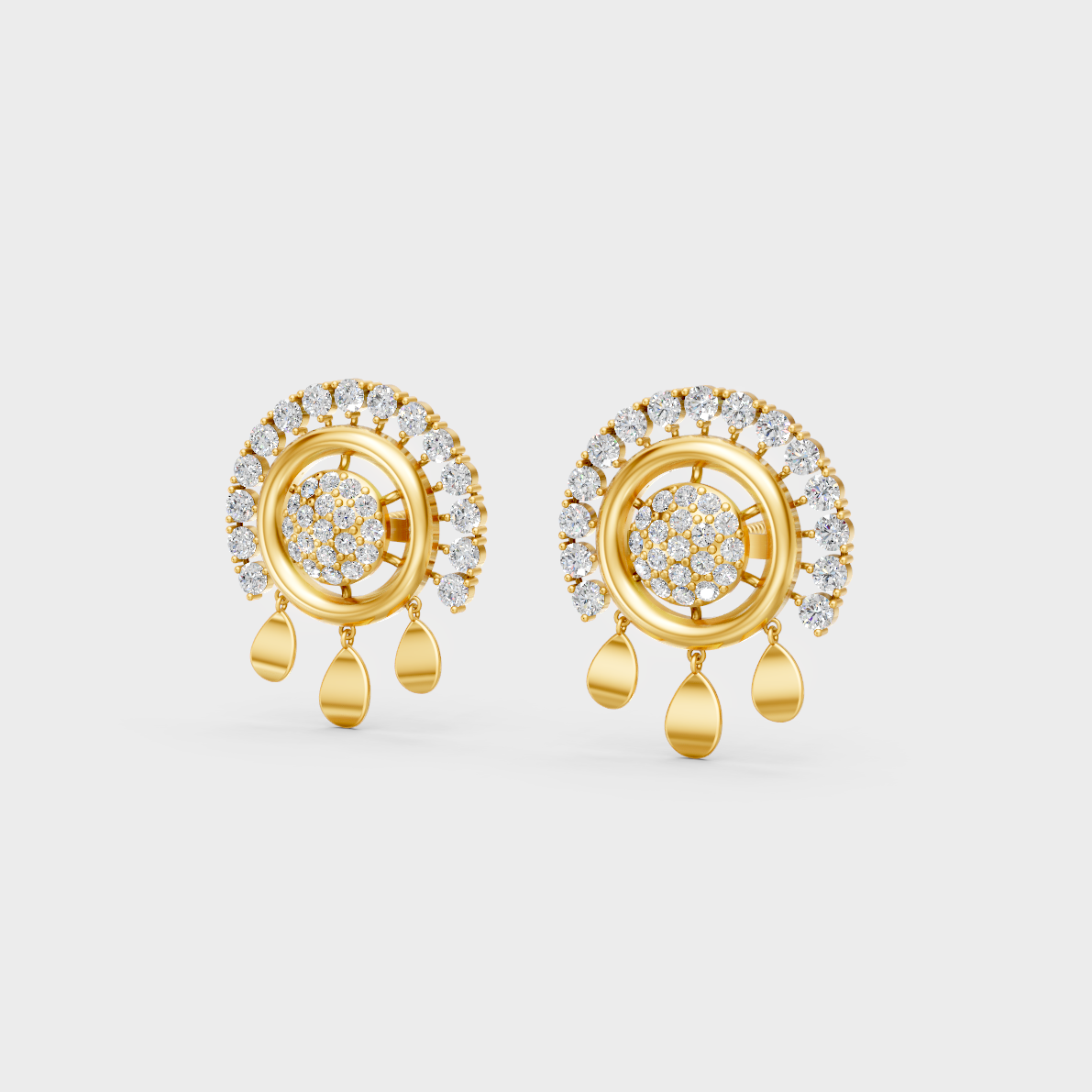 Side angle showing the secure backing and Brilliant Sparkle of Ethical Luxury Solitaire Studs in 18K Yellow Gold.