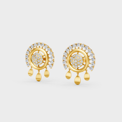 Side angle showing the secure backing and Brilliant Sparkle of Ethical Luxury Solitaire Studs in 18K Yellow Gold.