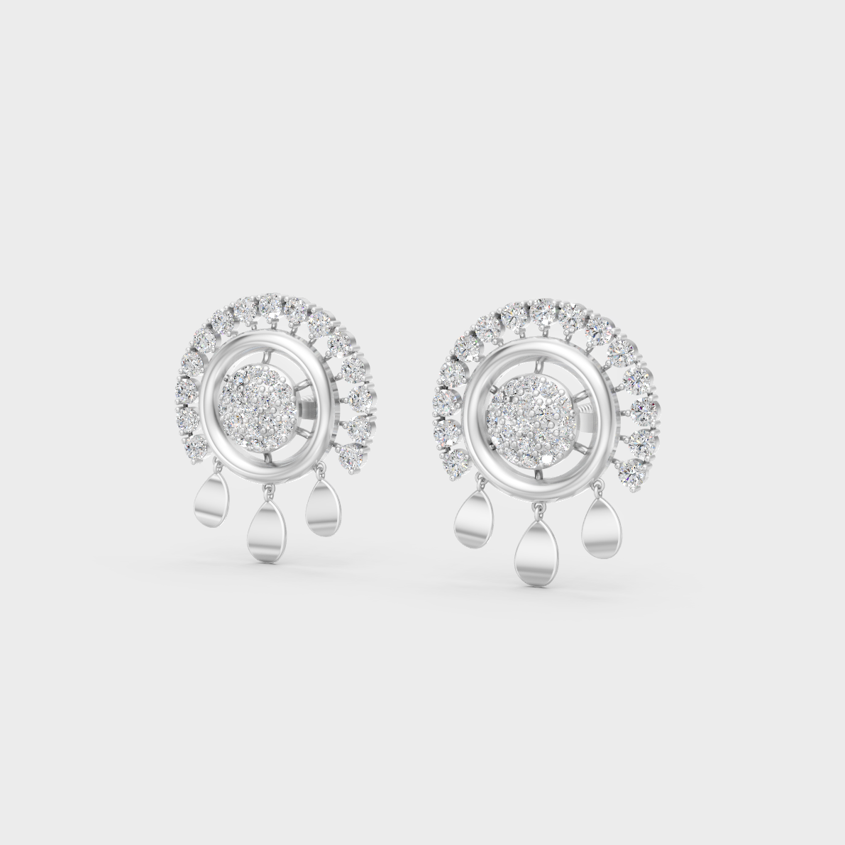 Frontal view of Ethical Luxury Solitaire Studs featuring Round Cut Lab Diamonds set in 14K White Gold.