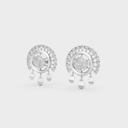 Frontal view of Ethical Luxury Solitaire Studs featuring Round Cut Lab Diamonds set in 14K White Gold.