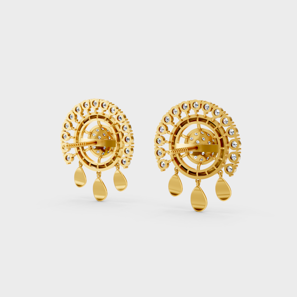 High-polish 14K Yellow Gold Setting supporting classic Round Cut Lab-Grown Diamond Stud Earrings.