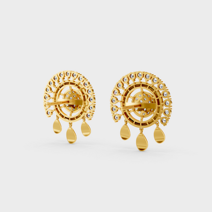 High-polish 14K Yellow Gold Setting supporting classic Round Cut Lab-Grown Diamond Stud Earrings.