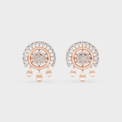 Top-down view displaying the Brilliant Sparkle of 0.90ct Round Lab-Grown Diamond Studs in 9K Rose Gold.