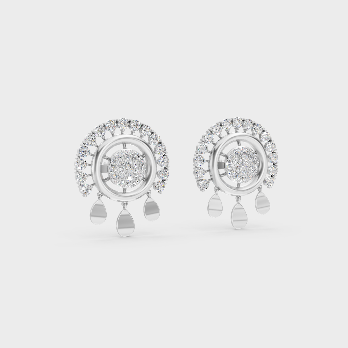 Precise prong placement securing brilliant stones on 950 Platinum Round Lab Diamond Stud Earrings.