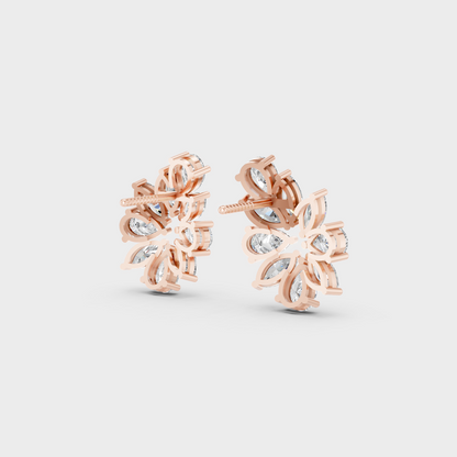 Premium jewelry box opening to reveal 1.98ct Mixed Cut Lab-Grown Diamond Studs in 14K Rose Gold.