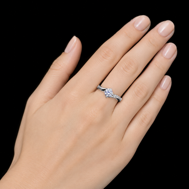 14K White gold lab grown diamond ring  round cut