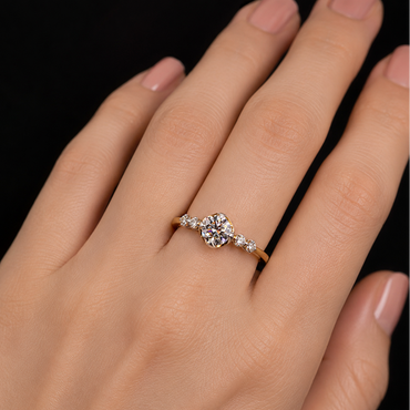 14K Yellow gold lab grown diamond ring  round cut