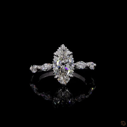 White gold lab grown diamond halo ring marquise and round