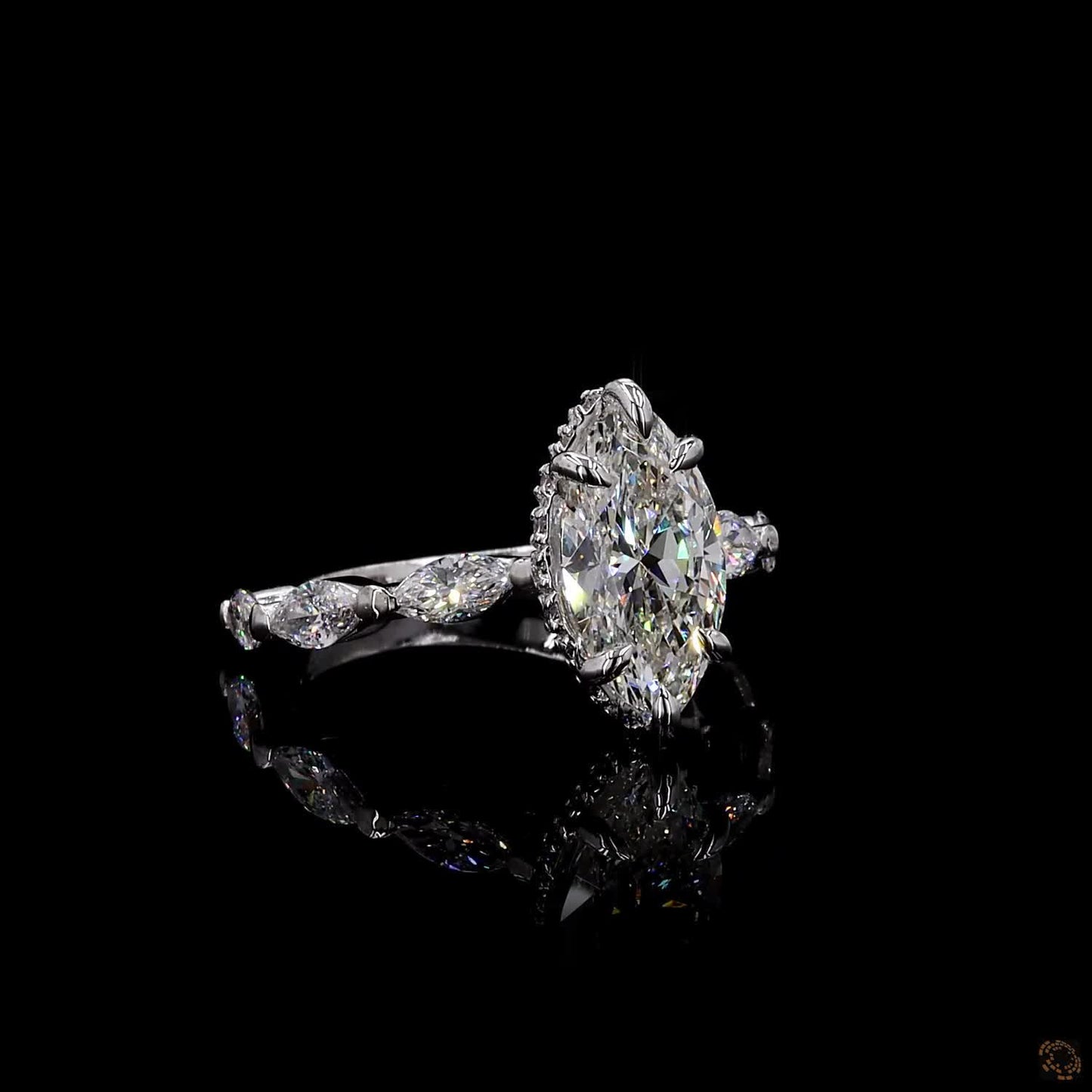 Hallmark white gold marquise round lab grown diamond ring