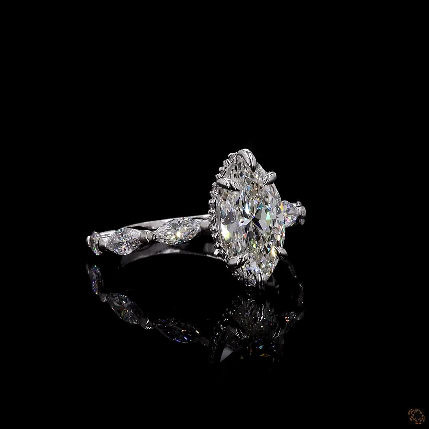 Hallmark white gold marquise round lab grown diamond ring