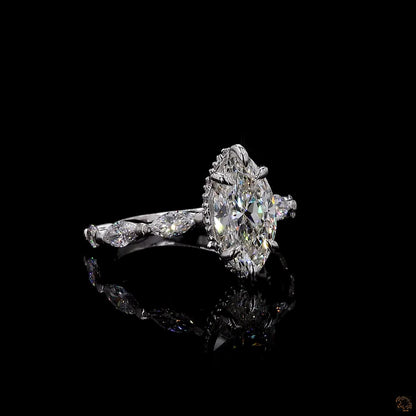 Hallmark white gold marquise round lab grown diamond ring