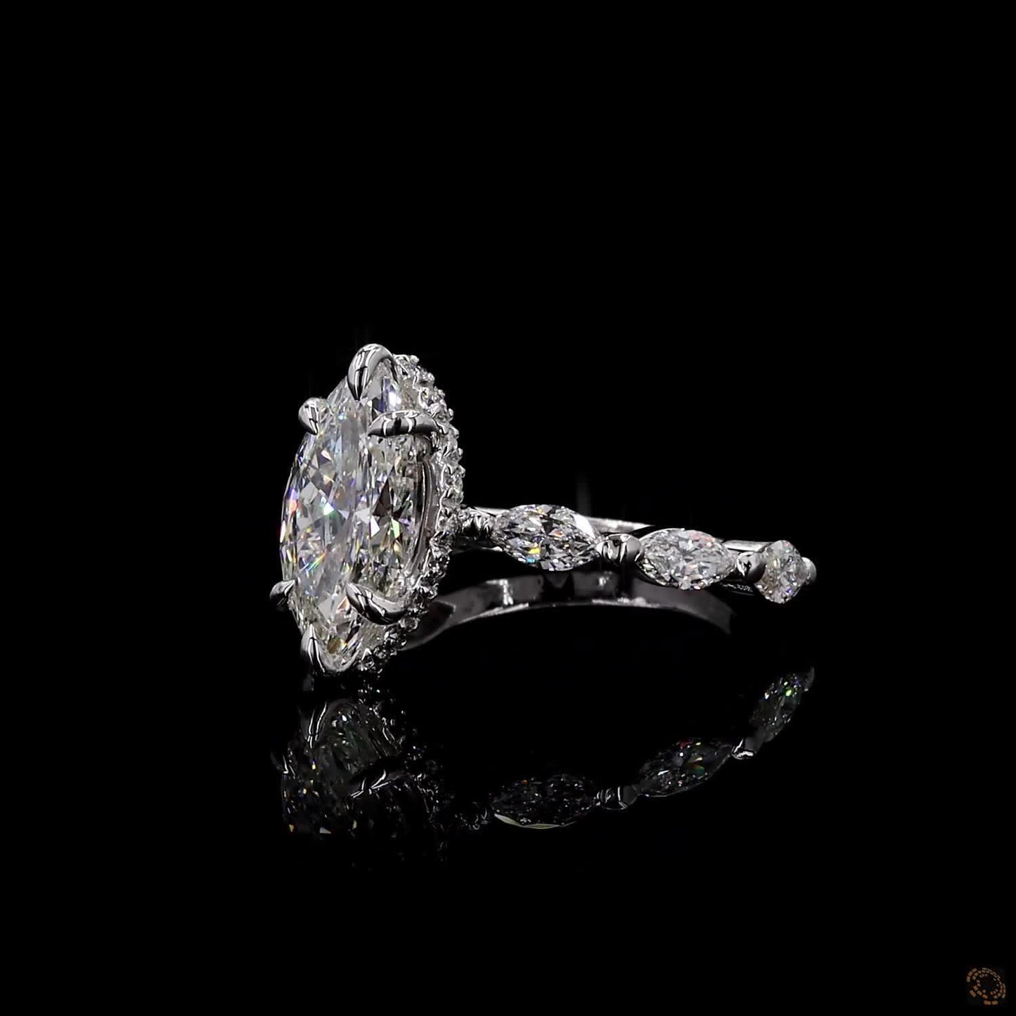 Luxury white gold lab grown diamond halo ring
