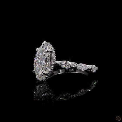 Luxury white gold lab grown diamond halo ring