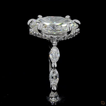 5.33 ct marquise and round lab grown diamond ring white gold