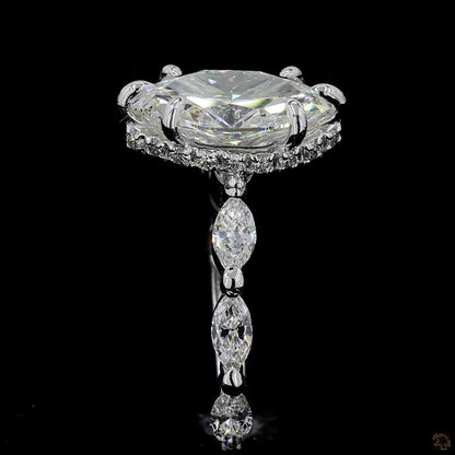 5.33 ct marquise and round lab grown diamond ring white gold