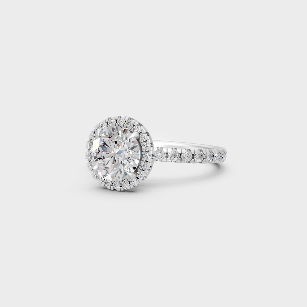 Premium 2.85 Carat Certified Lab-Grown Diamond Halo Ring, handcrafted in 14K White Gold.
