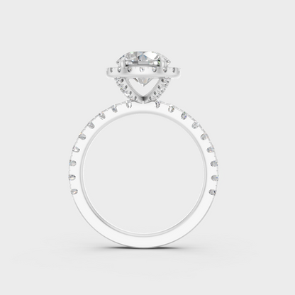 Certified 2.85 Carat Round-Cut Lab-Grown Diamond Halo Ring in 950 Platinum.