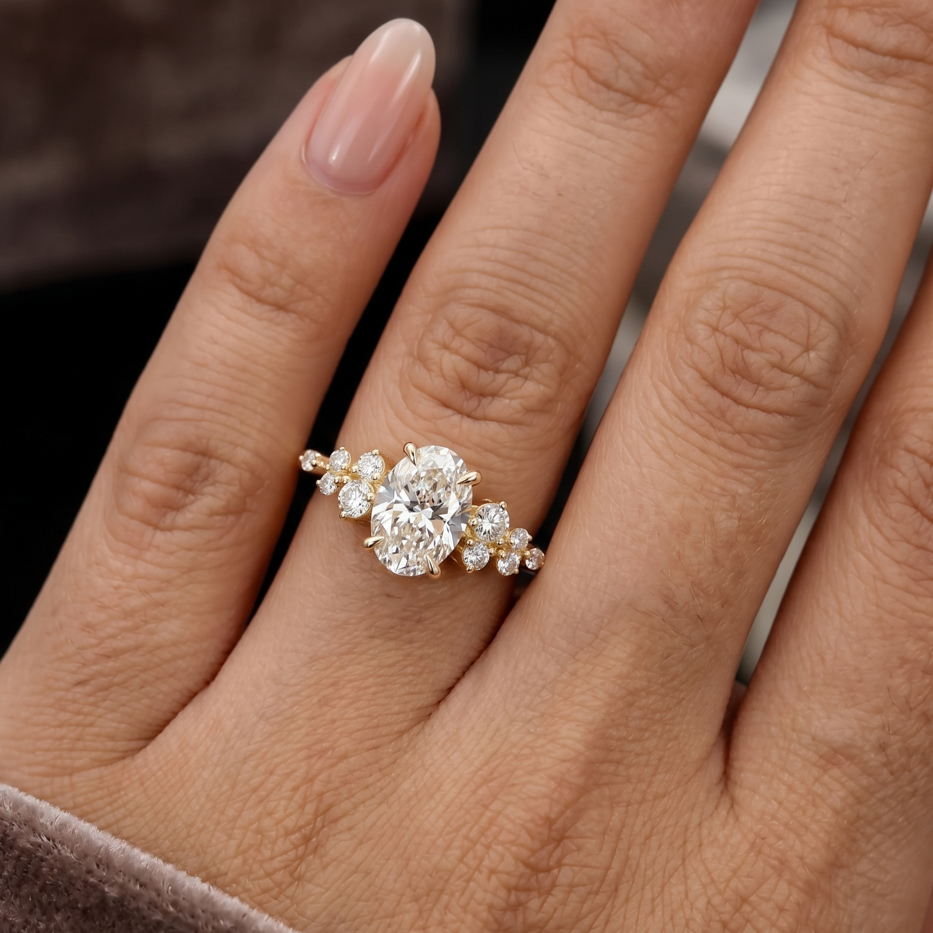 oval round lab grown diamond ring