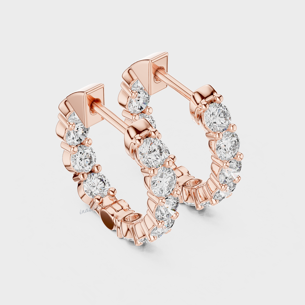 1.60 Ct Lab-Grown Round Diamond Hoop Earrings In Rose Gold – Ethical Fine Jewelry
