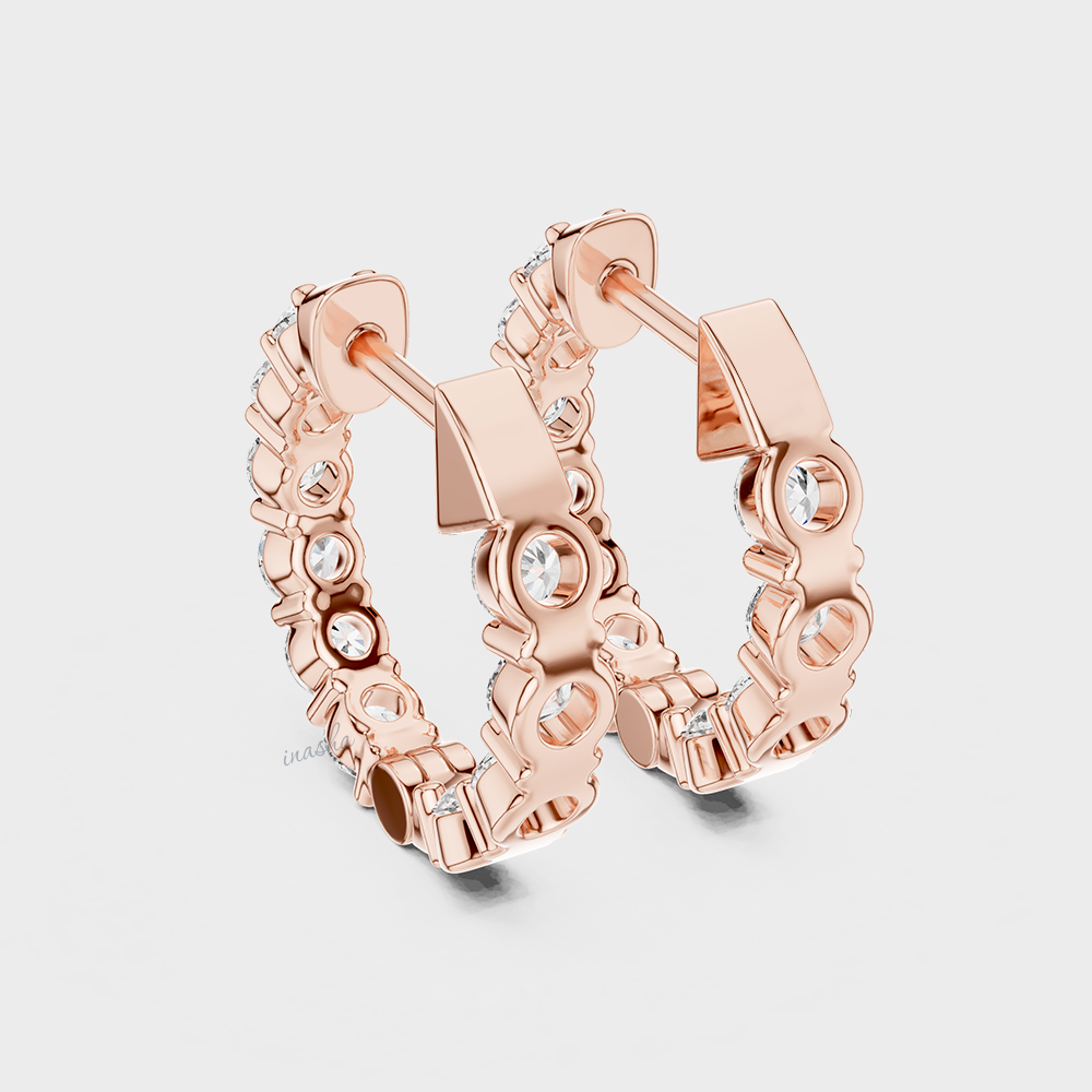 Ethical 1.60 Ct Lab-Grown Round Diamond Hoop Earrings – Hallmarked Gold