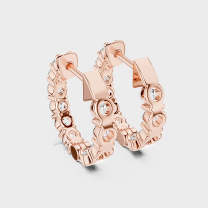 Ethical 1.60 Ct Lab-Grown Round Diamond Hoop Earrings – Hallmarked Gold