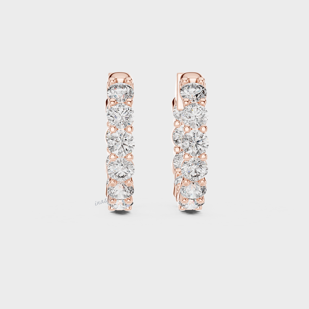 Elegant Rose Gold 1.60 Ct Lab-Grown Round Diamond Hoop Earrings