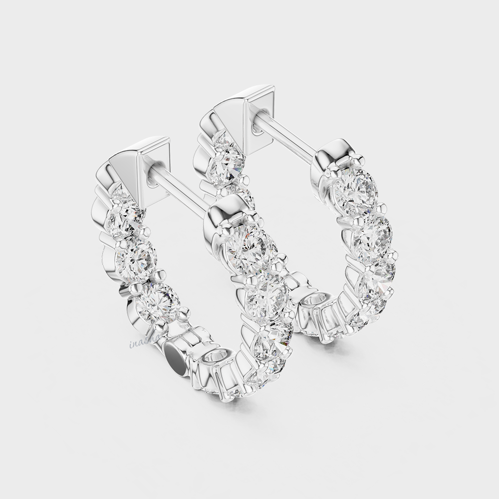 1.60 Ct Lab-Grown Round Diamond Hoop Earrings In White Gold – Brilliant Sparkle