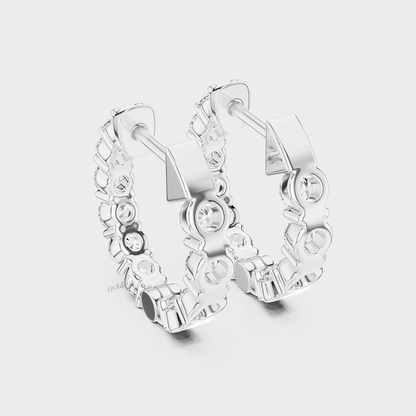 Hallmarked White Gold 1.60 Ct Lab-Grown Round Diamond Hoop Earrings
