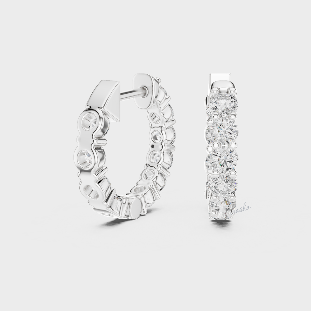 1.60 Ct Lab-Grown Round Diamond Hoop Earrings In Platinum – Premium Luxury Look