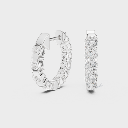 1.60 Ct Lab-Grown Round Diamond Hoop Earrings In Platinum – Premium Luxury Look
