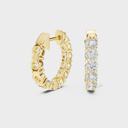 GLI Certified 1.60 Ct Lab-Grown Round Diamond Hoop Earrings In Yellow Gold