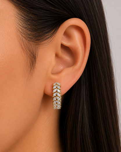 9k Yellow Gold Lab Grown Marquise Diamond Hoop Earrings