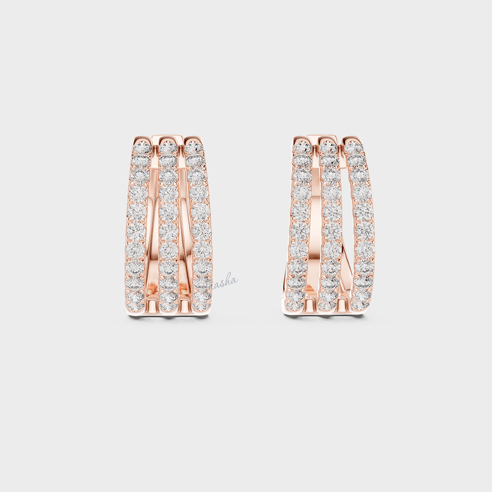 0.99 Ct Each Round Lab Diamond Hoops In 18K Rose Gold – Sustainable Fine Jewelry