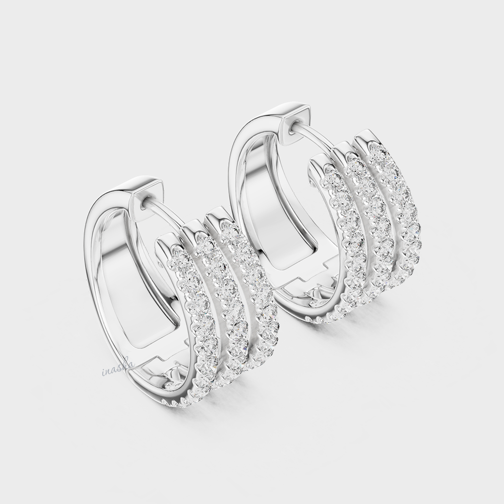 Timeless Lab-Grown Round Diamond Hoop Earrings In White Gold & Platinum