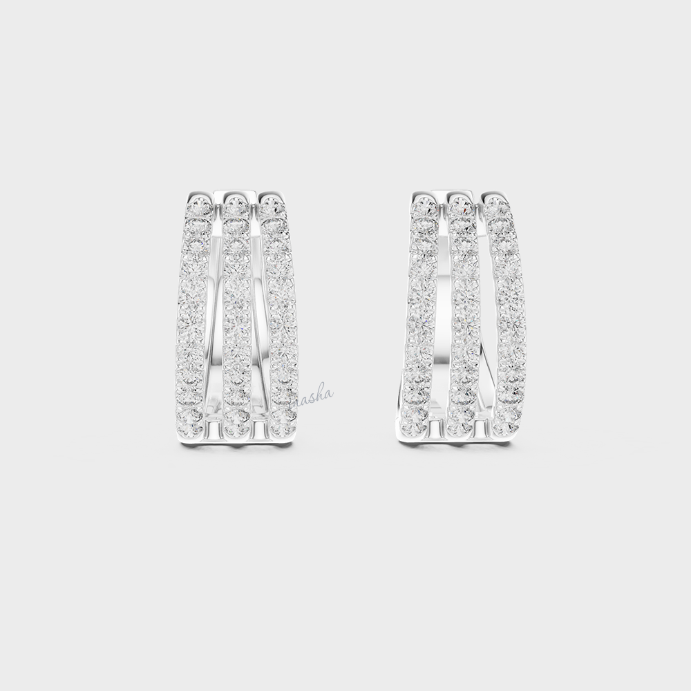 Classic White Gold Lab-Grown Round Diamond Hoop Earrings 1.98 Ct Total