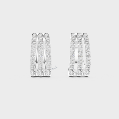 Classic White Gold Lab-Grown Round Diamond Hoop Earrings 1.98 Ct Total
