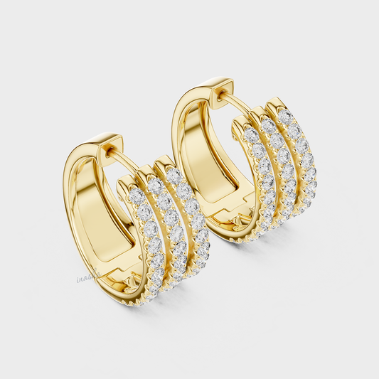1.98 Ct Total Lab-Grown Round Diamond Hoop Earrings In Yellow Gold – GLI Certified