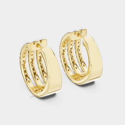 Brilliant Lab-Grown Round Diamond Hoop Earrings In Yellow Gold 0.99 Ct Each